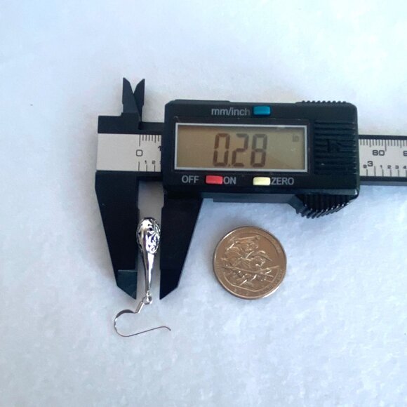 Sterling Silver 925 Hollow Pierced Filigree Scrollwork Teardrop Dangle Earrings - Picture 13 of 15